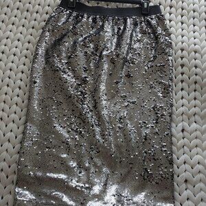 Worthington Sparkly Sequin below the knee skirt, elastic waist, size M